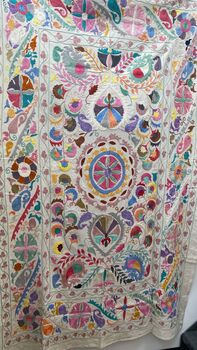 Authentic Colourful Suzani Hand Embroidered Bedspread, 2 of 2