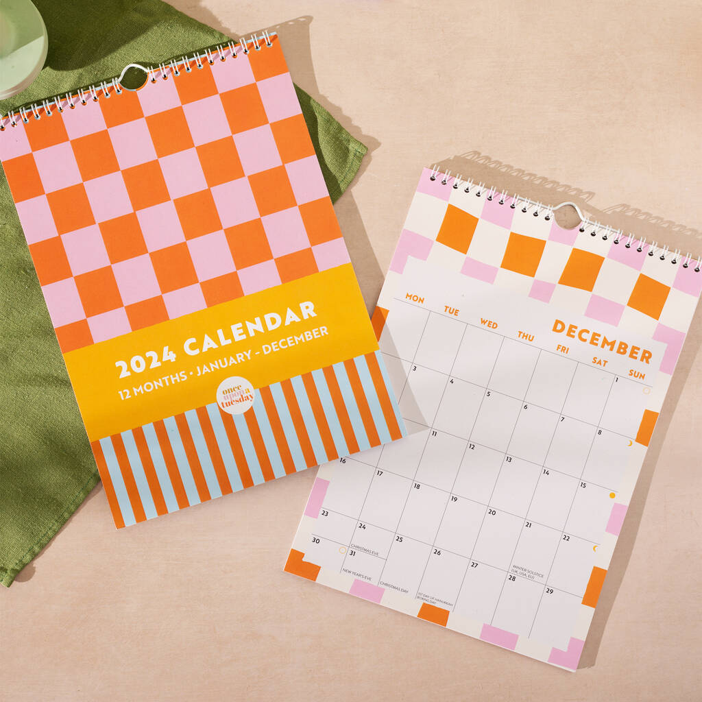 2024 Calendar Checks And Stripes A4 By Once Upon A Tuesday   Original 2024 Calendar Checks And Stripes A4 