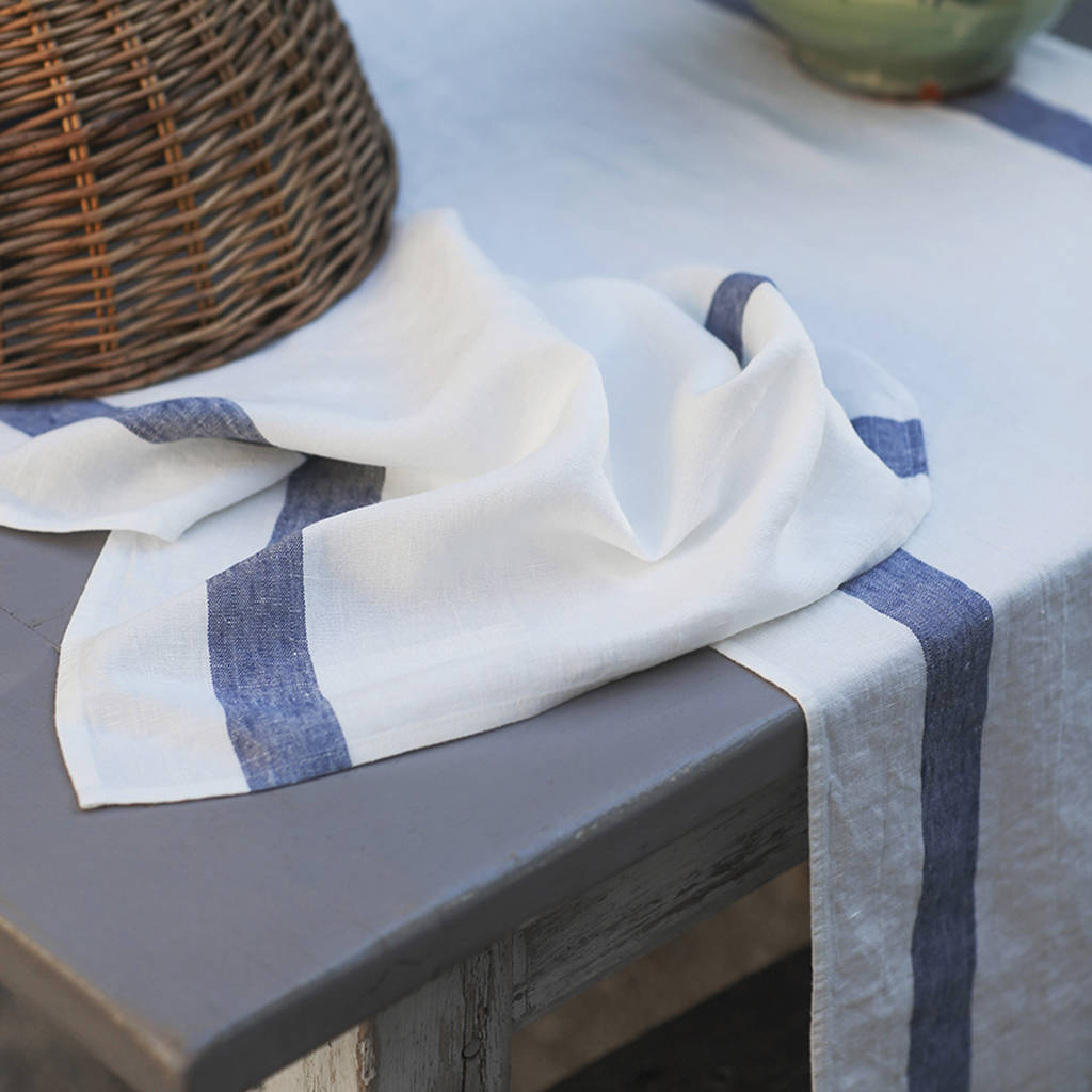 french stripe linen table runner by the linen works ...