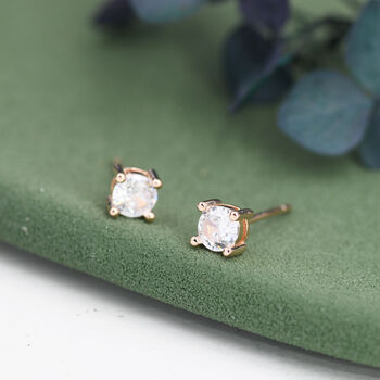 Sterling Silver Tiny Cz Stud Earrings, 6 of 12