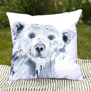 Inky Polar Bear Outdoor Cushion For Garden Furniture, 5 of 8