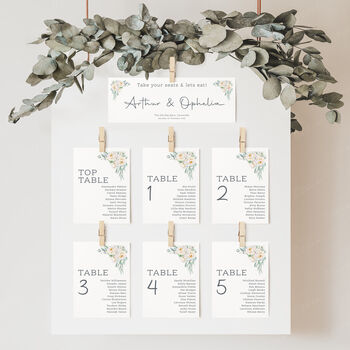 Wedding Seating Plan Cards White Floral, 6 of 7