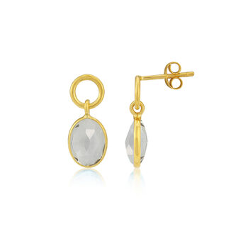 Cannes Green Amethyst Gold Plated Drop Earrings, 3 of 4