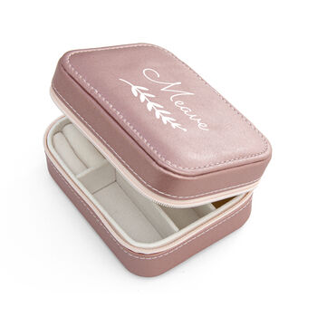 Personalised Wreath Pink Travel Jewellery Case, 5 of 5