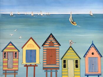 'Beach Huts' Framed Limited Edition Seaside Print, 3 of 5