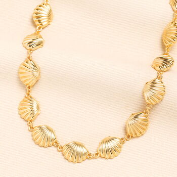 Clam Shell Chunky Chain Necklace In Gold Plating, 2 of 5