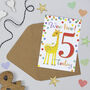 Giraffe 5th Birthday Card, thumbnail 1 of 2