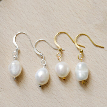 Minimalistic Freshwater Pearl French Hook Earrings, 2 of 4
