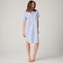 Women's 'Breezy Blue' Satin Stripe Cotton Short Sleeve Nightshirt, thumbnail 1 of 4