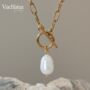 Natural Freshwater Pearl Toggle Paperclip Necklace, thumbnail 1 of 5