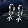 Dangling Plane Huggie Hoops In Sterling Silver, thumbnail 1 of 11