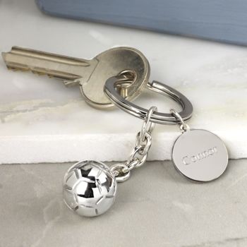 Sterling Silver Football Key Ring, 5 of 7