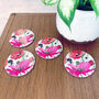 Round Coaster Floral Poppies Grey Heat And Stain Proof, thumbnail 10 of 11