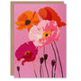 Poppies Orange Pink Flowers Design Her Birthday Card, thumbnail 1 of 4
