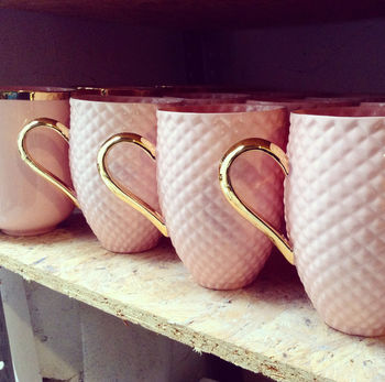 Pastel Pink Coffee Mug With Gold Handle, 8 of 12