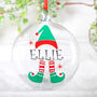 Personalised Elf Flat Christmas Tree Bauble, thumbnail 1 of 5