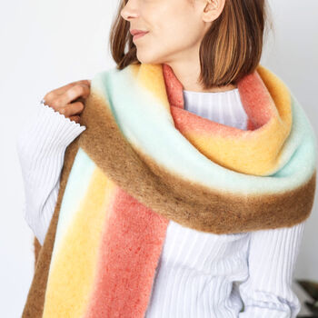 Colour Block Chunky Squares Blanket Scarf, 9 of 12
