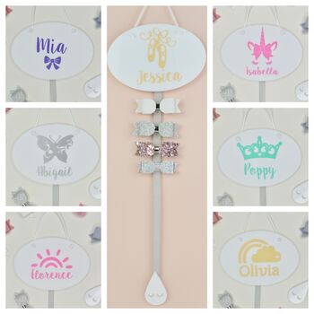 Girls Personalised Initial Heart Hair Bow Holder 24 Colours, 6 of 7