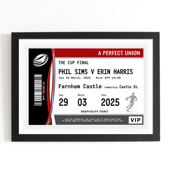 Personalised Rugby Ticket Wedding Print, 3 of 3