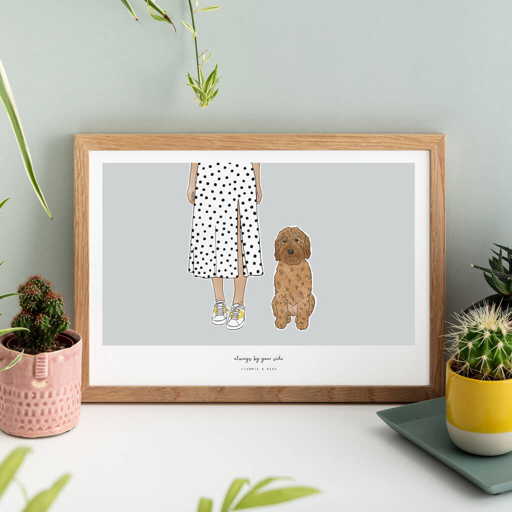 'Always By Your Side' Personalised Pet Portrait Print, 1 of 12