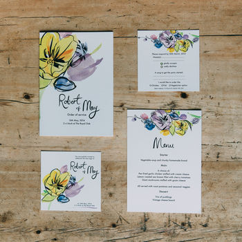 Watercolour Floral Wedding Menu Cards, 3 of 3