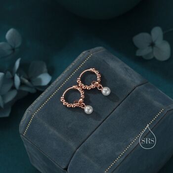 Sterling Silver Tiny Mother Of Pearl Pebble Huggie Hoop Earrings, 4 of 11