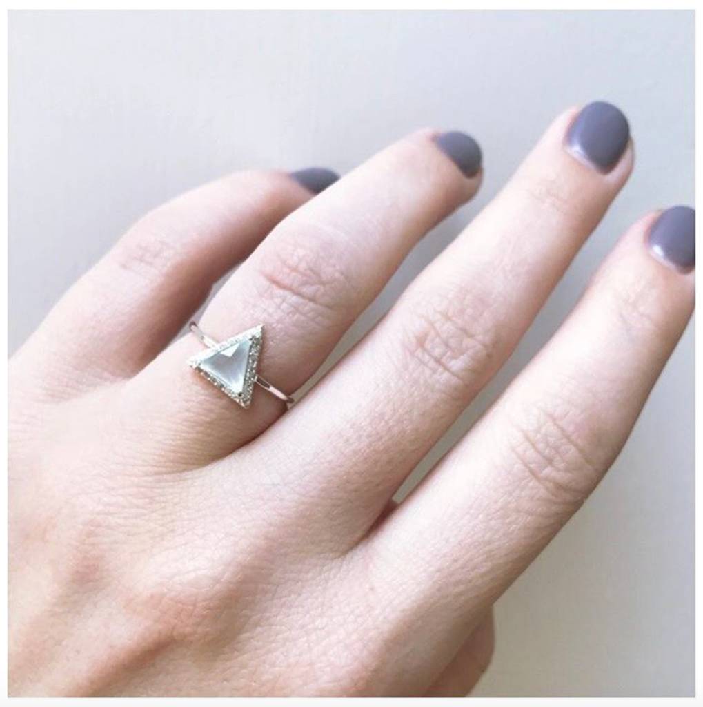 14k Gold Vermeil Triangle Diamond Ring By Carrie Elizabeth Jewellery 14k Gold Vermeil Triangle Diamond Ring