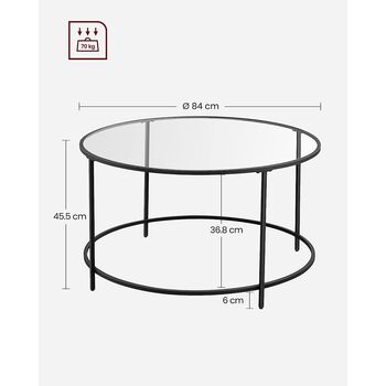 Round Coffee Table Glass Table With Steel Frame, 11 of 11