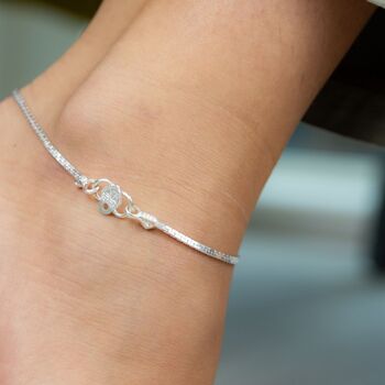 925 Silver Slim Snake Chain Asian Payal Anklet, 5 of 5