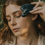 Black Obsidian Crystal Gua Sha With Black Skull Pouch, thumbnail 5 of 5