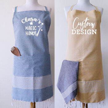 Personalised Cotton Apron, Tea Towels, Sustainable Gift, 3 of 11