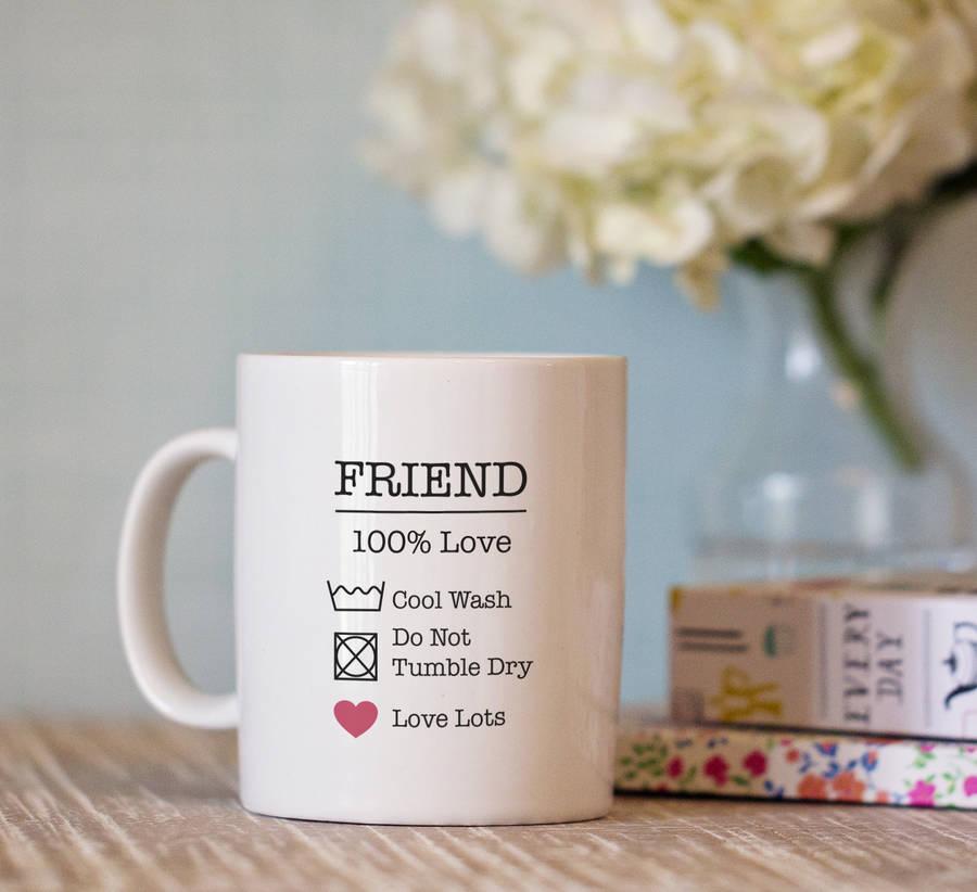 Personalised Friend Care Label Message Mug By Chips & Sprinkles