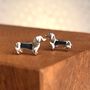 Solid Silver Origami Dachshund Earrings, thumbnail 2 of 5