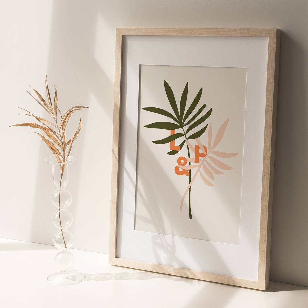 Personalised Leaves And Initials Print, 1 of 6