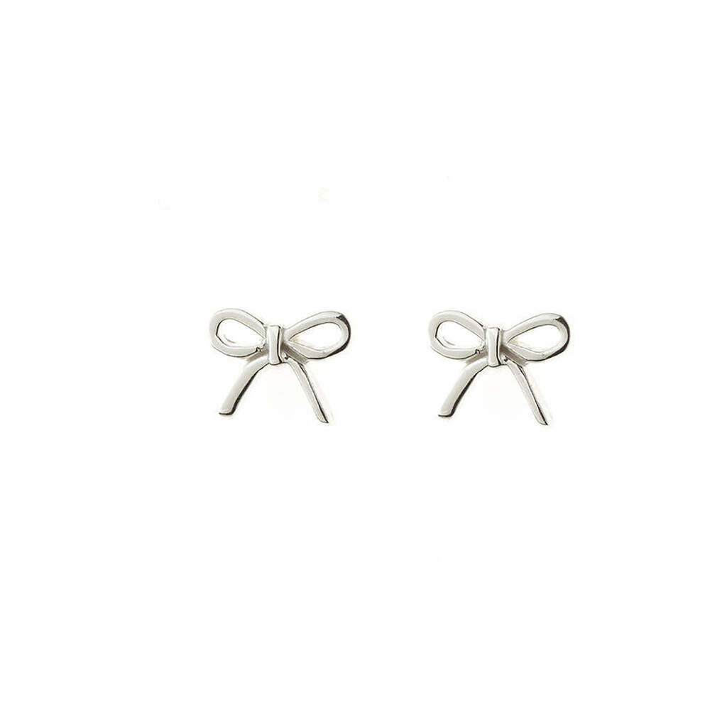 Sterling Silver Bow Stud Earrings By Ellie Ellie