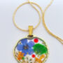 Real Flowers Circle Pendant Necklace Small Hand Made, thumbnail 4 of 10