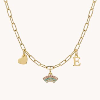Charm Builder™ Gold Paperclip Chain Multi Charm Necklace, 2 of 9