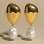 Organic Pearl 18k Gold Plated Waterproof Drop Earrings, thumbnail 2 of 3
