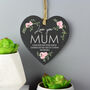 Personalised Pink Flowers Slate Heart Gift, thumbnail 1 of 2