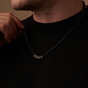 Engraved 5 Mm Black Cuban Chain Necklace, 4 of 12