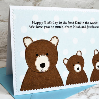 'Daddy Bear' Personalised Birthday Card From Children, 4 of 5