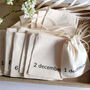 Reusable Handmade Advent Calendar Pouches In Natural Cotton, thumbnail 2 of 6