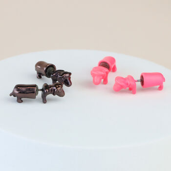Dachshund Ear Jacket Stud Earrings Gift For Friends, 2 of 4