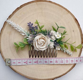 Ivory And Lavender Flower Hair Comb, 2 of 4