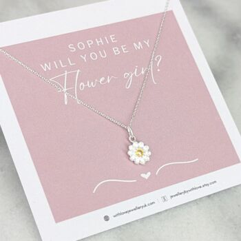 Sterling Silver Flower Girl Necklace Wedding Gift Set, 3 of 11