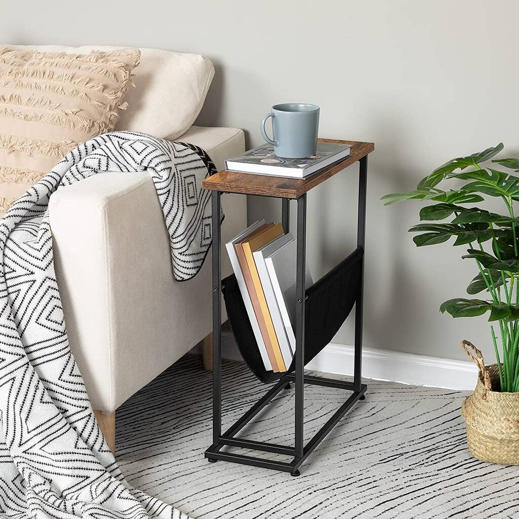 Side Table Narrow End Table With Magazine Holder Sling, 1 of 9