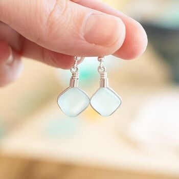 Cornish Sea Glass Stud Earrings Aqua, 3 of 5