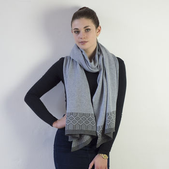 Knitted Shawl/Scarf In Seal/Cliff, 3 of 6