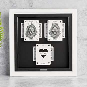 Personalised Gay Couples Gift Royal Lion Playing Cards Frame, 6 of 9