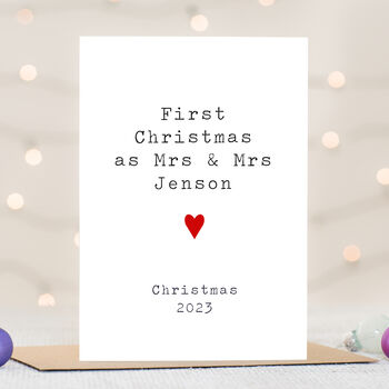 Personalised Mrs And Mrs First Christmas Card, 2 of 3